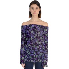 Abstract Collage Random Pattern Off Shoulder Long Sleeve Top by dflcprintsclothing