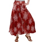 Snowflakes And Star Patternsred Snow Satin Palazzo Pants