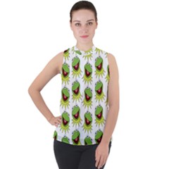 Kermit The Frog Mock Neck Chiffon Sleeveless Top by Valentinaart