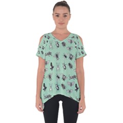 Insects Pattern Cut Out Side Drop Tee