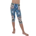 Turquoise symmetry Kids  Lightweight Velour Capri Leggings 