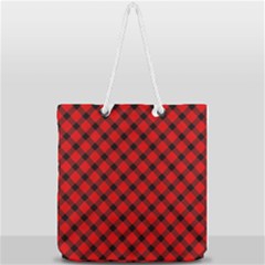 Lumberjack Plaid Full Print Rope Handle Tote (large) by artworkshop