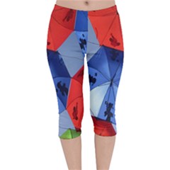 Letters Pattern Folding Umbrellas 2 Velvet Capri Leggings  by artworkshop