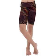 Fractal Pattern Geometric Pattern Disintegration Kids  Lightweight Velour Cropped Yoga Leggings by Ravend