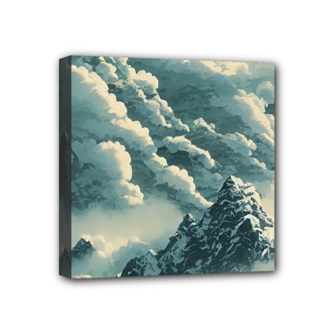Mountains Alps Nature Clouds Sky Fresh Air Art Mini Canvas 4  X 4  (stretched) by Pakemis