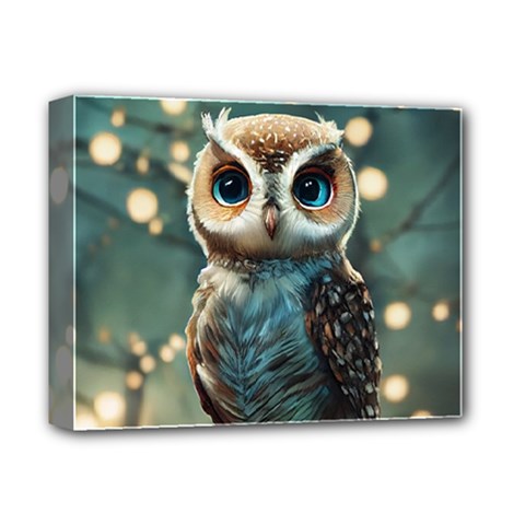 Owl Bird Bird Of Prey Ornithology Animal Deluxe Canvas 14  X 11  (stretched)