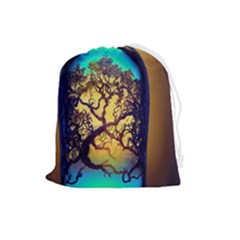 Flask Bottle Tree In A Bottle Perfume Design Drawstring Pouch (large)