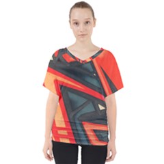 Graffiti Detail Wallpaper Texture Background V-neck Dolman Drape Top by Pakemis