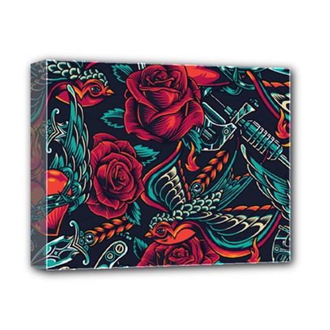Vintage Flash Tattoos Designs Seamless Pattern Deluxe Canvas 14  X 11  (stretched)