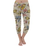 Seamless Pattern With Flower Bird Capri Winter Leggings 