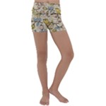 Seamless Pattern With Flower Bird Kids  Lightweight Velour Yoga Shorts