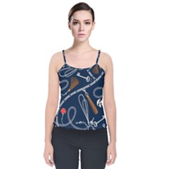 Chains-seamless-pattern Velvet Spaghetti Strap Top by Pakemis