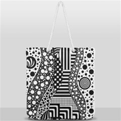 Black And White Design Full Print Rope Handle Tote (large) by gasi