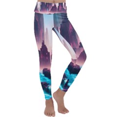 Urban City Cyberpunk River Cyber Tech Future Kids  Lightweight Velour Classic Yoga Leggings by Uceng