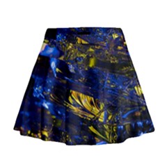 Space Futuristic Shiny Abstraction Flash Colorful Mini Flare Skirt by Pakemis