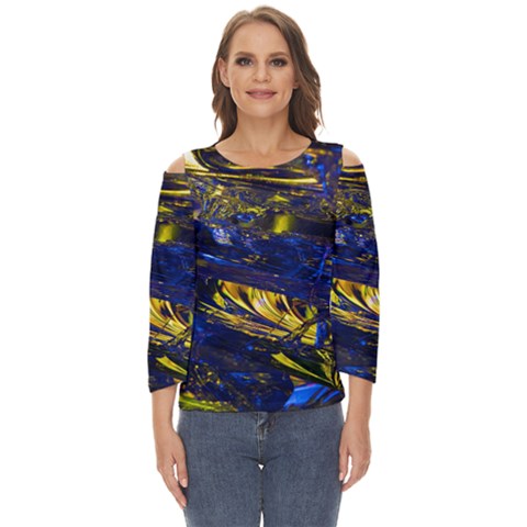 Space Futuristic Shiny Abstraction Flash Colorful Cut Out Wide Sleeve Top by Pakemis