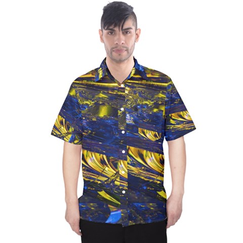 Space Futuristic Shiny Abstraction Flash Colorful Men s Hawaii Shirt by Pakemis