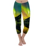 Scenic View Of Aurora Borealis Stretching Over A Lake At Night Capri Winter Leggings 