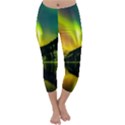 Scenic View Of Aurora Borealis Stretching Over A Lake At Night Capri Winter Leggings  View1