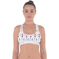 Santa Claus Snowman Christmas  Cross Back Hipster Bikini Top  by artworkshop
