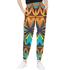 Orange, Turquoise And Blue Pattern  Tapered Pants by Sobalvarro