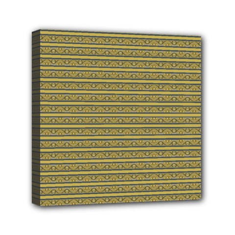 Golden Striped Decorative Pattern Mini Canvas 6  X 6  (stretched) by dflcprintsclothing