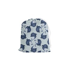 Blue Dolphins Pattern Drawstring Pouch (small) by TetiBright
