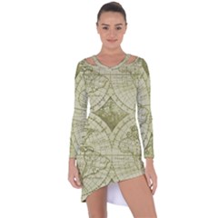 Vintage Mapa Mundi  Asymmetric Cut-out Shift Dress by ConteMonfrey