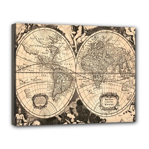 World Map - Nova Delineatio Totius Orbis Terrarum -  1659-1733 Canvas 14  X 11  (stretched) by ConteMonfrey