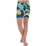 Waves Ocean Sea Abstract Whimsical (1) Kids  Lightweight Velour Capri Yoga Leggings