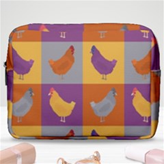 Chickens Pixel Pattern - Version 1a Make Up Pouch (large) by wagnerps
