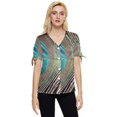 Peacock Bow Sleeve Button Up Top by StarvingArtisan