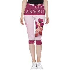 Hello February Text And Cupcakes Inside Out Lightweight Velour Capri Leggings  by artworkshop