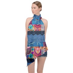 Gypsy Rose  Halter Asymmetric Satin Top