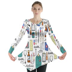 Medical Biology Detail Medicine Psychedelic Science Abstract Abstraction Chemistry Genetics Art Patt Long Sleeve Tunic  by Jancukart