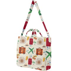 Suitcase Tickets Plane Camera Square Shoulder Tote Bag by Ravend