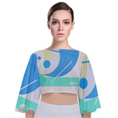 Abstract Art Design T- Shirt Abstract-1 T- Shirt Tie Back Butterfly Sleeve Chiffon Top by maxcute