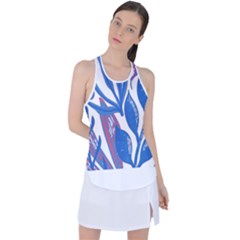 Abstract Patterns T- Shirt Orange Aquatic Print T- Shirt Racer Back Mesh Tank Top