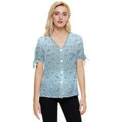 Design Pattern Texture Bubble Bow Sleeve Button Up Top by artworkshop