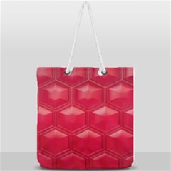 Red Textured Wall Full Print Rope Handle Tote (large) by artworkshop