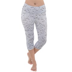 Plaster Background Floral Pattern Lightweight Velour Capri Yoga Leggings by artworkshop