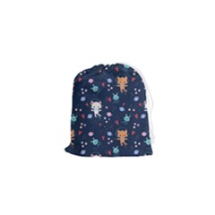 Cute-astronaut-cat-with-star-galaxy-elements-seamless-pattern Drawstring Pouch (xs) by Vaneshart