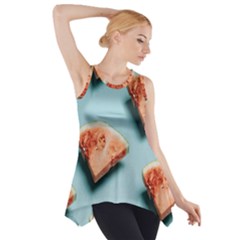 Watermelon Against Blue Surface Pattern Side Drop Tank Tunic by artworkshop