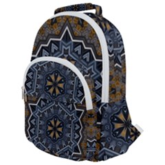 Rosette Mandala Ornament Wallpaper Rounded Multi Pocket Backpack