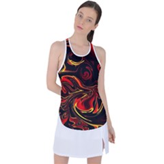 Modern Art Design Fantasy Surreal Orange Racer Back Mesh Tank Top by Ravend