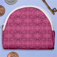 Elegant Pink Floral Geometric Pattern Horseshoe Style Canvas Pouch by dflcprintsclothing