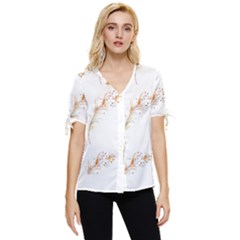 Boho Feather Pattern T- Shirt Boho Feather Pattern 8 Bow Sleeve Button Up Top by maxcute