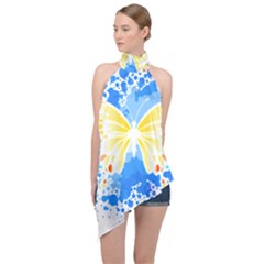 Butterfly Art T- Shirtbutterfly T- Shirt (3) Halter Asymmetric Satin Top by maxcute