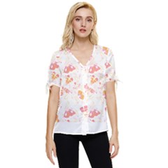 Butterfly T- Shirt Butterflies And Moths Pattern T- Shirt Bow Sleeve Button Up Top by maxcute