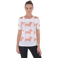 Dachshund Dog Pattern T- Shirt Brown Dachshund Dog Breed Cute Pattern T- Shirt Shoulder Cut Out Short Sleeve Top by maxcute